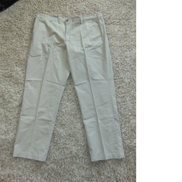 Mens Dress Pants 48x34 Croft & Barrow Khaki Classic Easy Care Stretch Flat Front - Picture 2 of 6